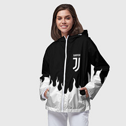 Ветровка с капюшоном женская Ювентус белый огонь, цвет: 3D-белый — фото 2