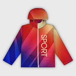 Ветровка с капюшоном женская Sport красно-синий градиент, цвет: 3D-белый