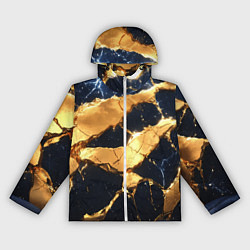 Ветровка с капюшоном женская Золотая текстура на синем, цвет: 3D-белый