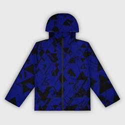 Ветровка с капюшоном женская Синий с чёрными деталями абстракция, цвет: 3D-черный