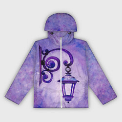 Ветровка с капюшоном женская Уличный фиолетовый фонарь, цвет: 3D-белый