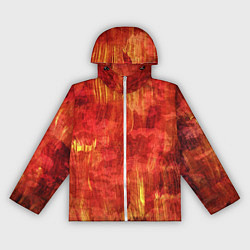 Ветровка с капюшоном женская Абстракция - red paint strokes with splashes of ye, цвет: 3D-белый