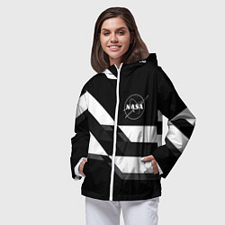 Ветровка с капюшоном женская Nasa геометрия полосы, цвет: 3D-белый — фото 2