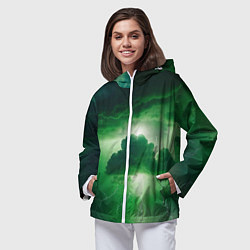 Ветровка с капюшоном женская Зелёный гром, цвет: 3D-белый — фото 2