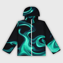 Ветровка с капюшоном женская Color turquoise black, цвет: 3D-белый