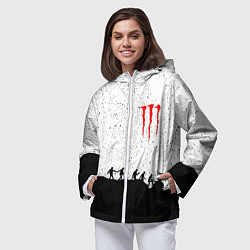 Ветровка с капюшоном женская Monster energy black rock, цвет: 3D-белый — фото 2