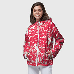 Ветровка с капюшоном женская Розовый пятнистый, цвет: 3D-белый — фото 2