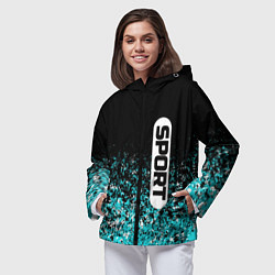 Ветровка с капюшоном женская Sport чёрно-голубой пятнистый, цвет: 3D-черный — фото 2