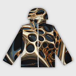 Ветровка с капюшоном женская Черно-золотая абстракция, цвет: 3D-белый