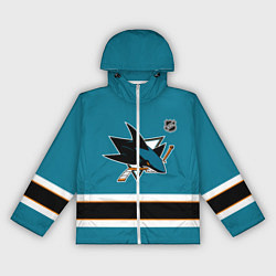 Ветровка с капюшоном женская Сан Хосе Шаркс хоккей, цвет: 3D-белый
