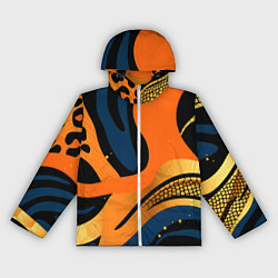 Ветровка с капюшоном женская Леопардовый с синим и оранжевым, цвет: 3D-белый