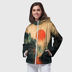 Ветровка с капюшоном женская Старый Японский монастырь, цвет: 3D-белый — фото 2