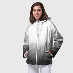 Ветровка с капюшоном женская Из белого в чёрный градиент с точками, цвет: 3D-белый — фото 2