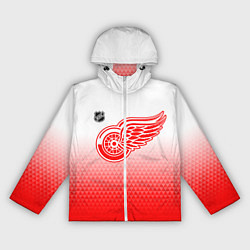Ветровка с капюшоном женская Детройт Ред Уингз - красно белый градиент, цвет: 3D-белый