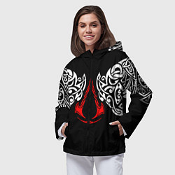 Ветровка с капюшоном женская Силуэт ворона - Aссасинс Крид, цвет: 3D-черный — фото 2