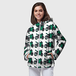 Ветровка с капюшоном женская Motorcycle turquoise, цвет: 3D-белый — фото 2
