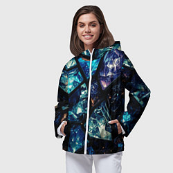 Ветровка с капюшоном женская Текстура драгоценных камней, цвет: 3D-белый — фото 2