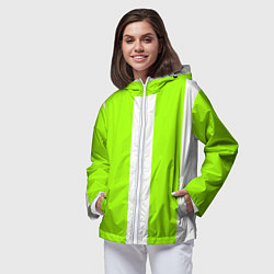 Ветровка с капюшоном женская Color light green white stripes, цвет: 3D-белый — фото 2