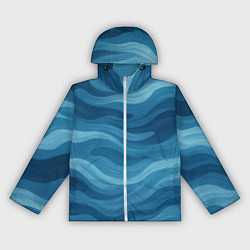 Ветровка с капюшоном женская Камуфляжные синие волны, цвет: 3D-белый