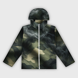 Ветровка с капюшоном женская Камуфляжная ткань с дымом, цвет: 3D-белый