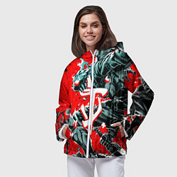 Ветровка с капюшоном женская Doom samurai steel, цвет: 3D-белый — фото 2