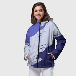 Ветровка с капюшоном женская Сине-голубые неравномерные полосы, цвет: 3D-черный — фото 2