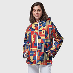 Ветровка с капюшоном женская Геометрический карнавал, цвет: 3D-белый — фото 2