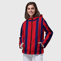 Ветровка с капюшоном женская Color black red stripes, цвет: 3D-черный — фото 2