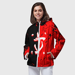 Ветровка с капюшоном женская Doom текстура краски, цвет: 3D-белый — фото 2