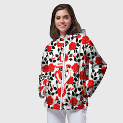 Ветровка с капюшоном женская Doom розы, цвет: 3D-белый — фото 2