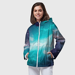 Ветровка с капюшоном женская Галактическое сияние небес, цвет: 3D-белый — фото 2