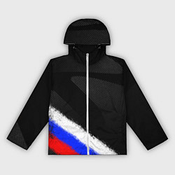 Ветровка с капюшоном женская Спортивный триколор России, цвет: 3D-белый