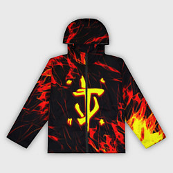 Ветровка с капюшоном женская Doom огненные искры, цвет: 3D-черный