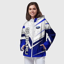 Ветровка с капюшоном женская Субару - белый и синий, цвет: 3D-белый — фото 2