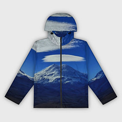 Ветровка с капюшоном женская Эльбрус с облаками, цвет: 3D-черный
