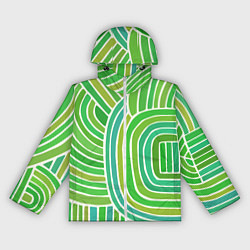 Ветровка с капюшоном женская Абстрактный узор зеленый, цвет: 3D-белый