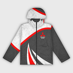 Ветровка с капюшоном женская Mitsubishi - красный и серый, цвет: 3D-черный