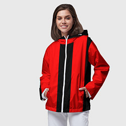 Ветровка с капюшоном женская Color red and black, цвет: 3D-белый — фото 2