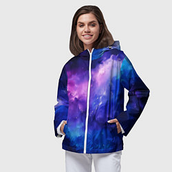 Ветровка с капюшоном женская Космос неон, цвет: 3D-белый — фото 2