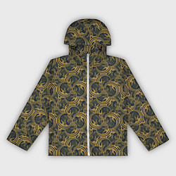 Ветровка с капюшоном женская Геометрический узор с растениями - паттерны, цвет: 3D-белый