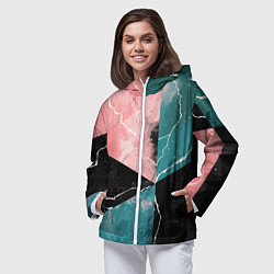 Ветровка с капюшоном женская Абстракция звёдного неба и молнии, цвет: 3D-белый — фото 2