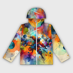 Ветровка с капюшоном женская Ninja - watercolor impressionism, цвет: 3D-белый