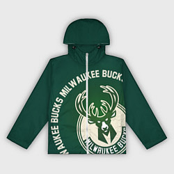 Ветровка с капюшоном женская Milwaukee Bucks надпись, цвет: 3D-белый