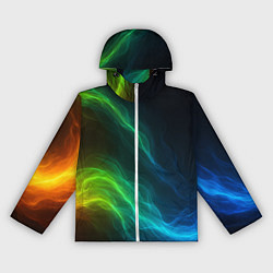 Ветровка с капюшоном женская Разноцветный огонь абстракция, цвет: 3D-белый