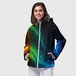 Ветровка с капюшоном женская Разноцветный огонь абстракция, цвет: 3D-белый — фото 2