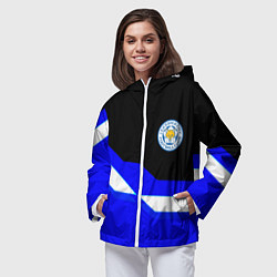 Ветровка с капюшоном женская Лестер Сити спорт геометрия, цвет: 3D-белый — фото 2