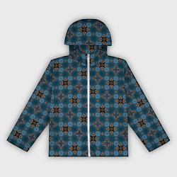 Ветровка с капюшоном женская Сине-черный узорчатый паттерн, цвет: 3D-белый