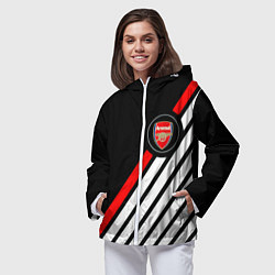 Ветровка с капюшоном женская Арсенал геометрия полосы, цвет: 3D-белый — фото 2