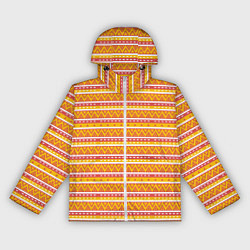 Ветровка с капюшоном женская Этнические треугольники паттерн желтый с розовым, цвет: 3D-белый