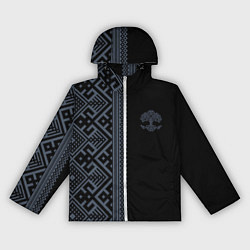 Ветровка с капюшоном женская Славянские узоры и древо жизни, цвет: 3D-белый